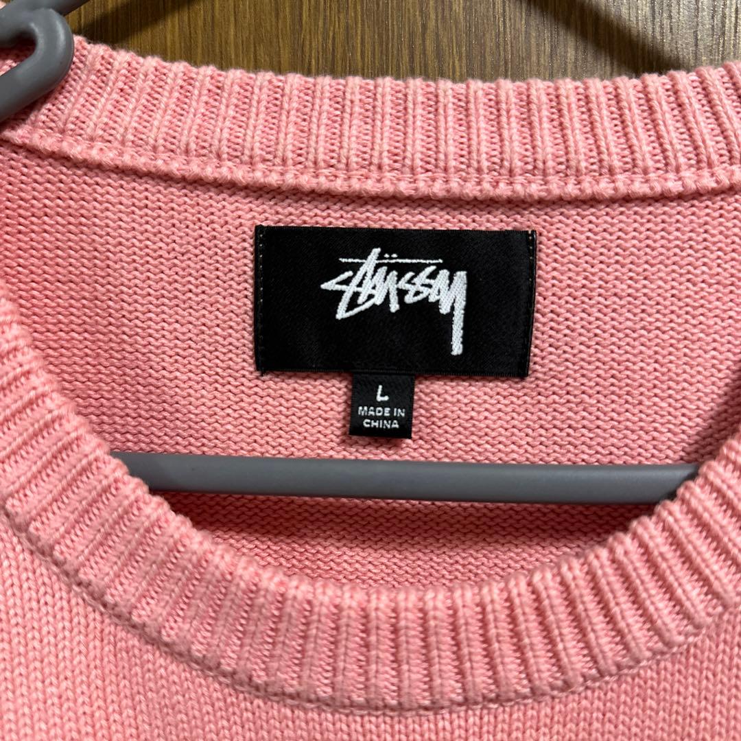 最終価格】STUSSY stock sweater L ピンク ニット - メルカリ