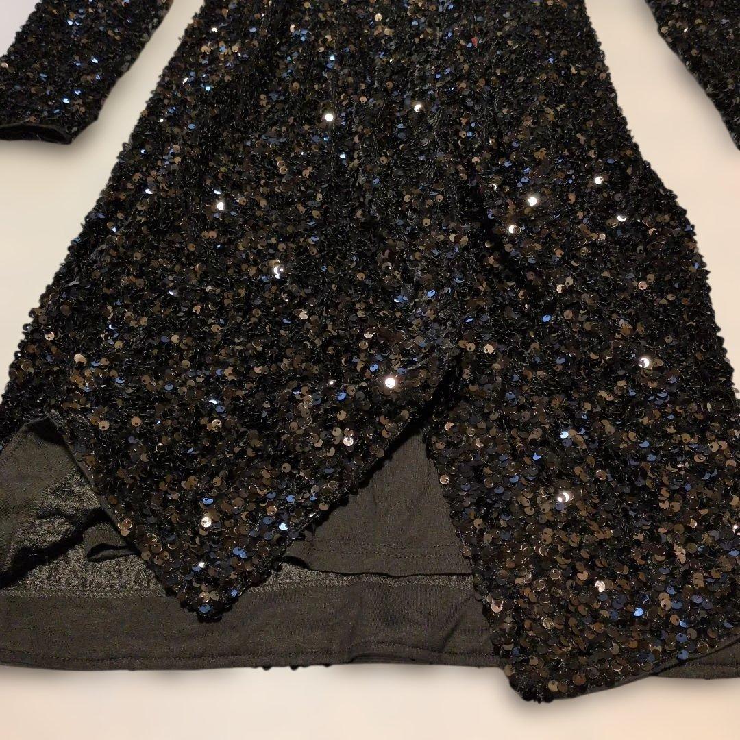 Hobbs London スパンコール ワンピース M ブラッククリーム