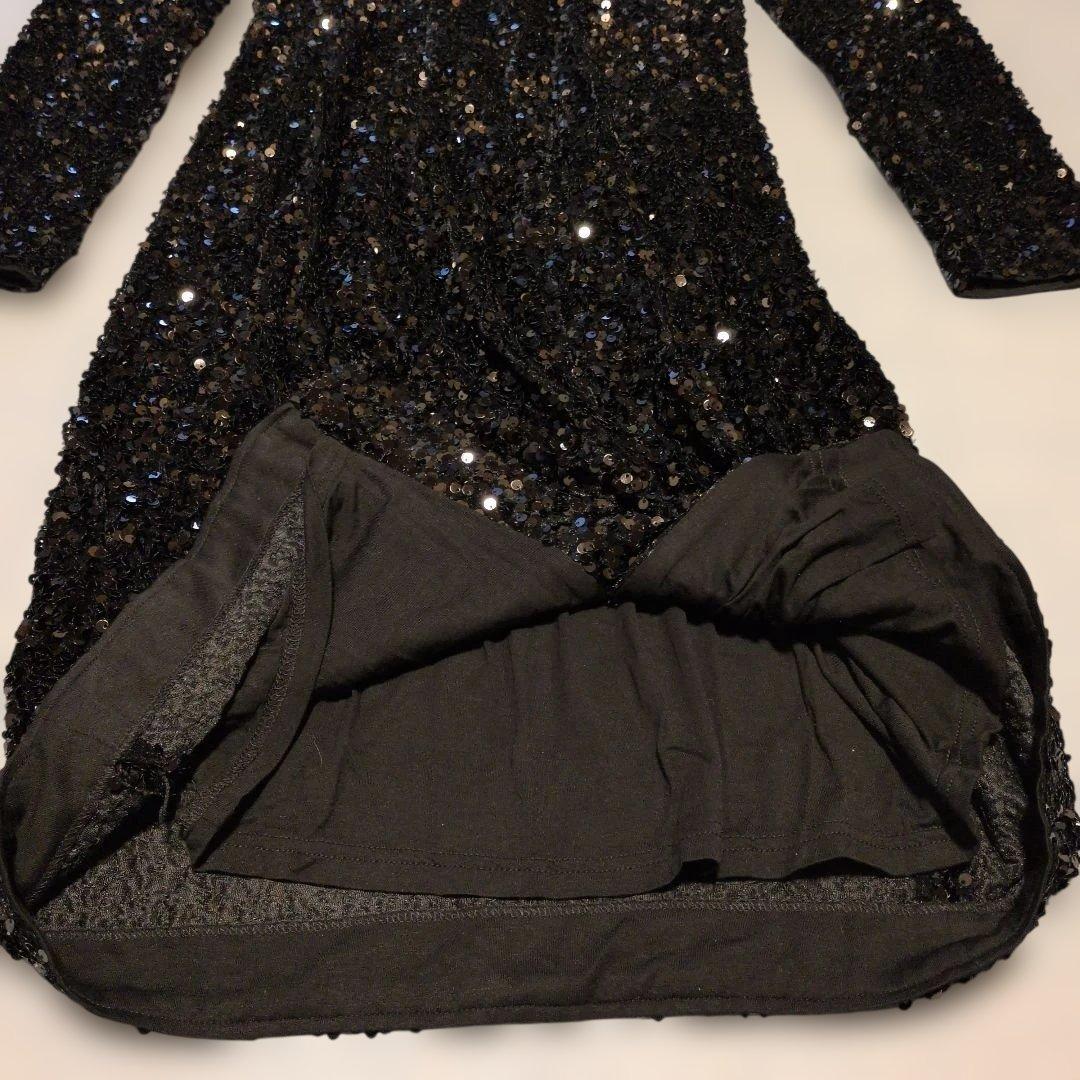 Hobbs London スパンコール ワンピース M ブラッククリーム