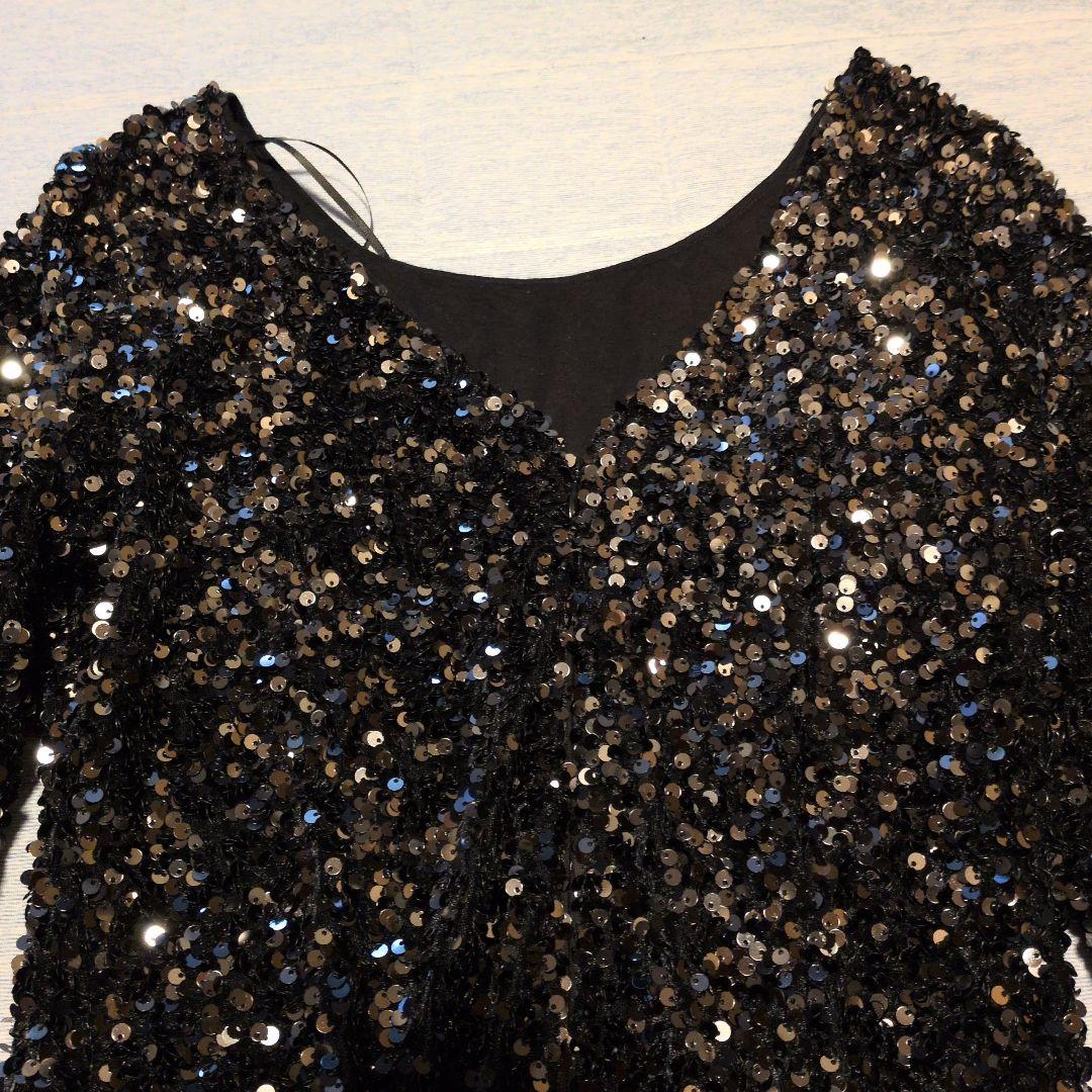 Hobbs London スパンコール ワンピース M ブラッククリーム