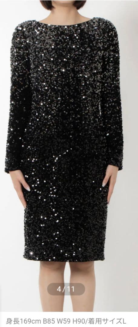 Hobbs London スパンコール ワンピース M ブラッククリーム