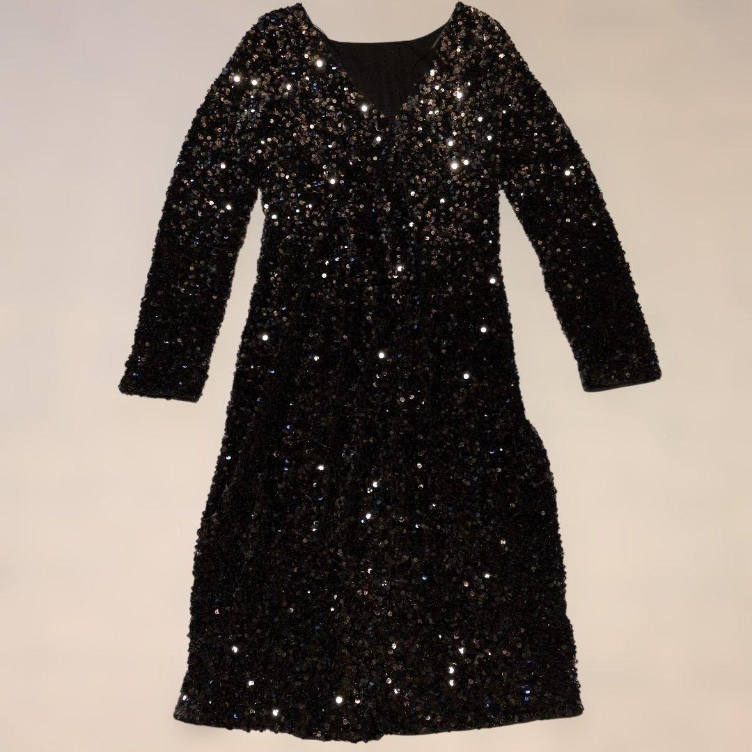 Hobbs London スパンコール ワンピース M ブラッククリーム