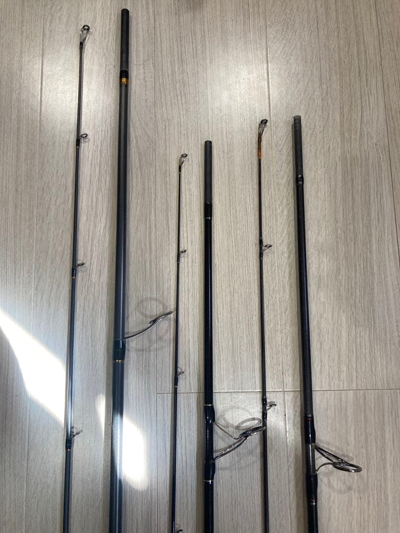 鏡*牙様 ショアジグ用ロッド3本セット（竿カバー、カラナビ、リール付き）