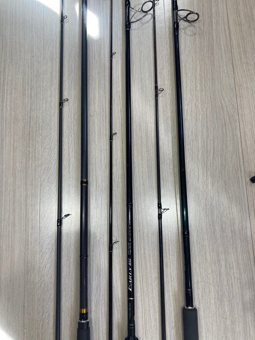 鏡*牙様 ショアジグ用ロッド3本セット（竿カバー、カラナビ、リール付き）