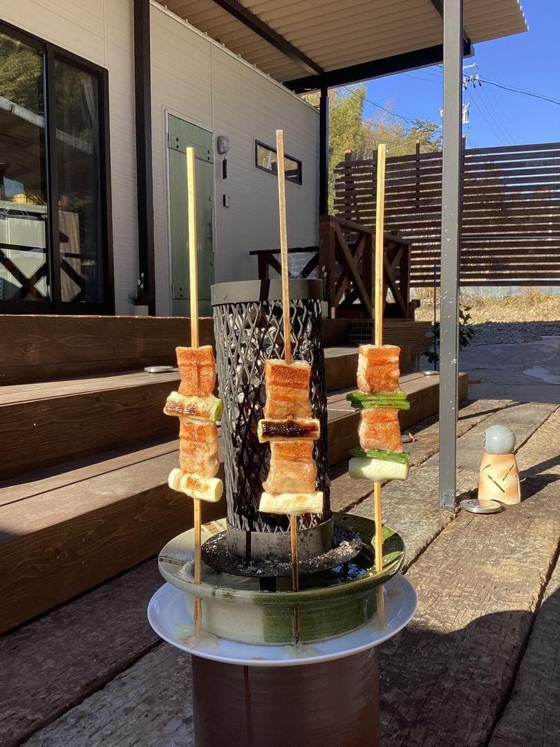 【美濃焼】串匠~黒(つやけし)~　串物を炭焼き　七輪/魚/肉/野菜/バーベキュー