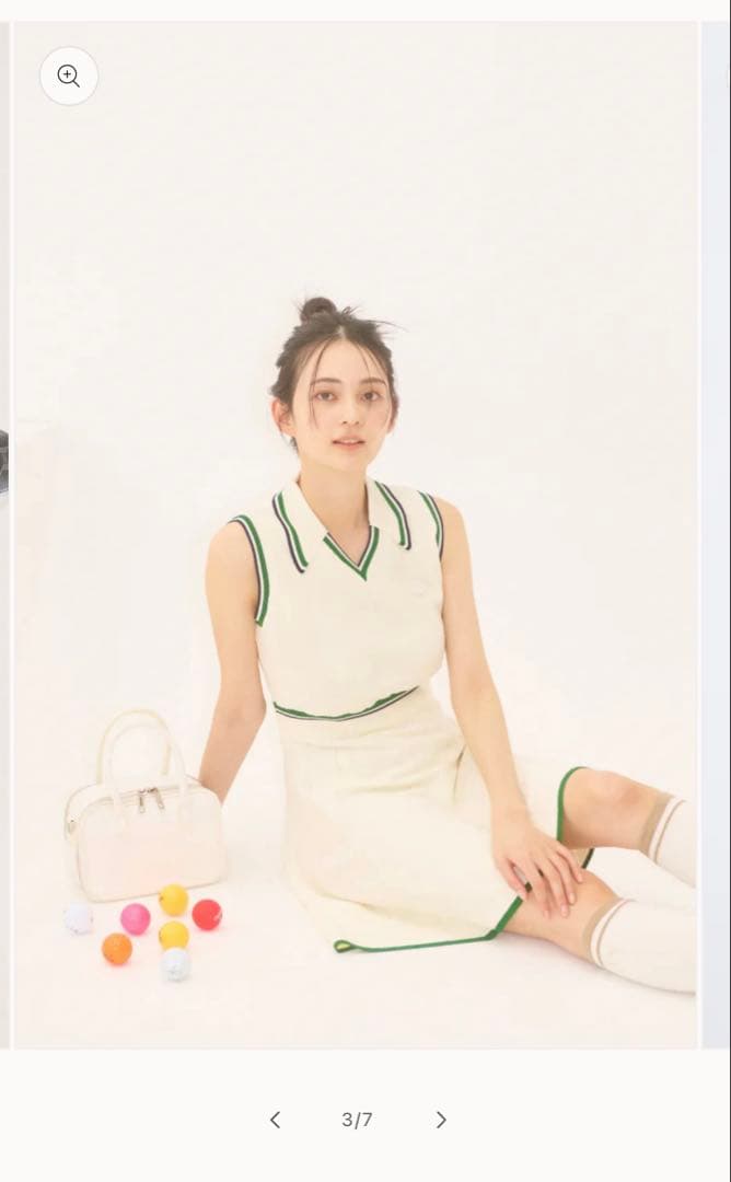 ルナンゴルフ　ラインパターンリブニットゴルフドレス ホワイト