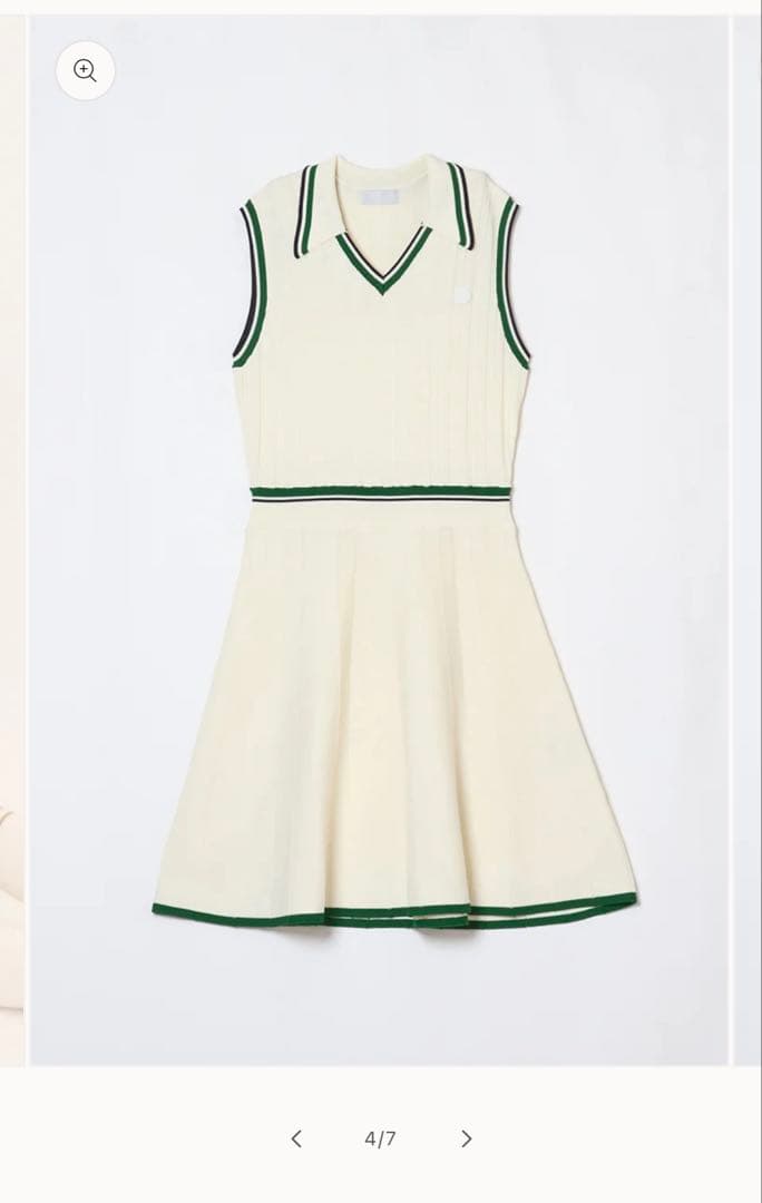 ルナンゴルフ　ラインパターンリブニットゴルフドレス ホワイト