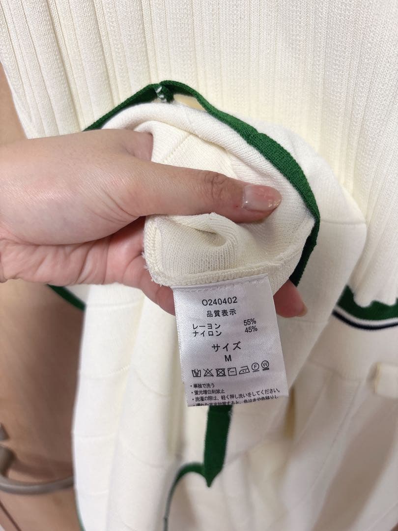 ルナンゴルフ　ラインパターンリブニットゴルフドレス ホワイト