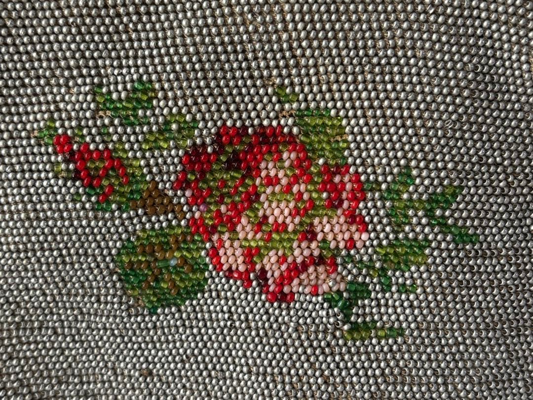 フランスアンティーク メタルビーズ バッグ 薔薇 ヴィクトリアン時代 ソワレ