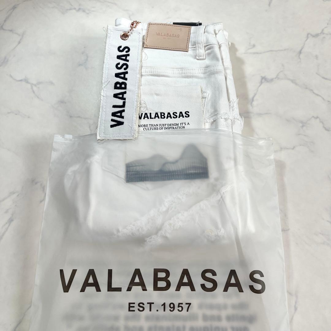 新品 VALABASASバラバサス ハードクラッシュ フレアホワイトデニム 30