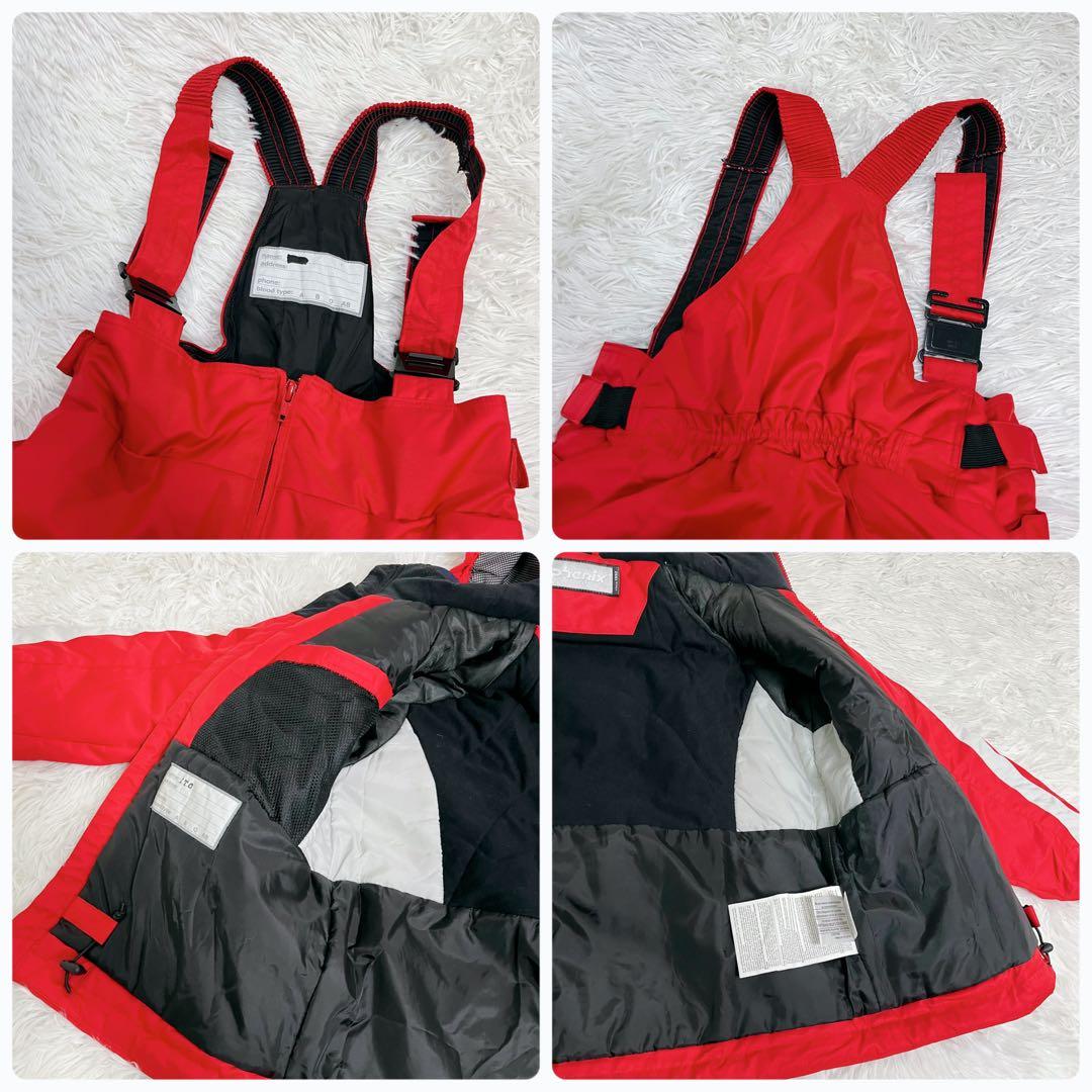 美品 phenix スキーウェア上下 140 ジュニア レッド ワッペン 小学生