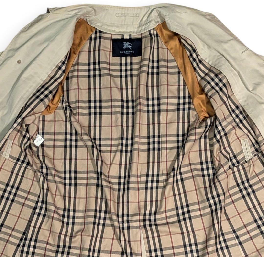 【美品】バーバリー ステンカラーコート ノバチェック カシミヤ混 ベージュ