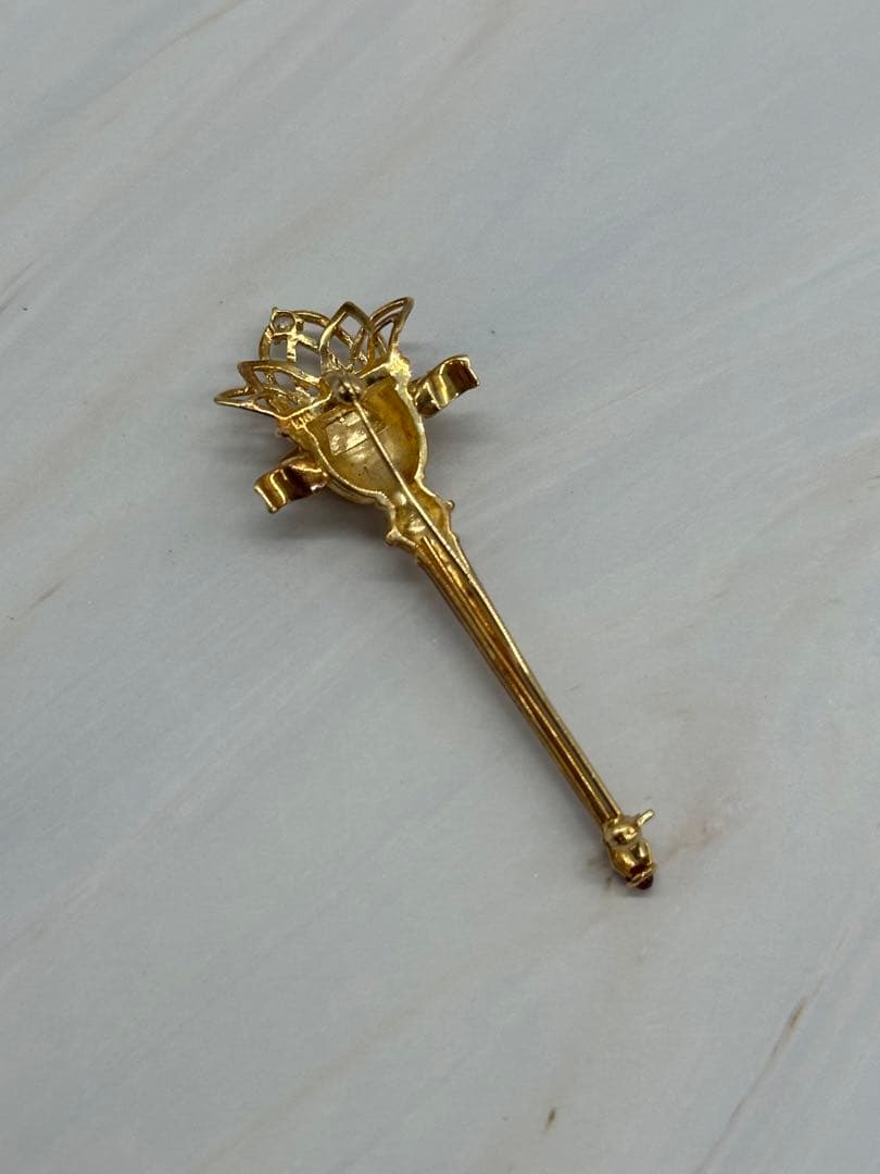 【K18】ブローチ ダイヤモンド0.02ct 約8g 貴金属