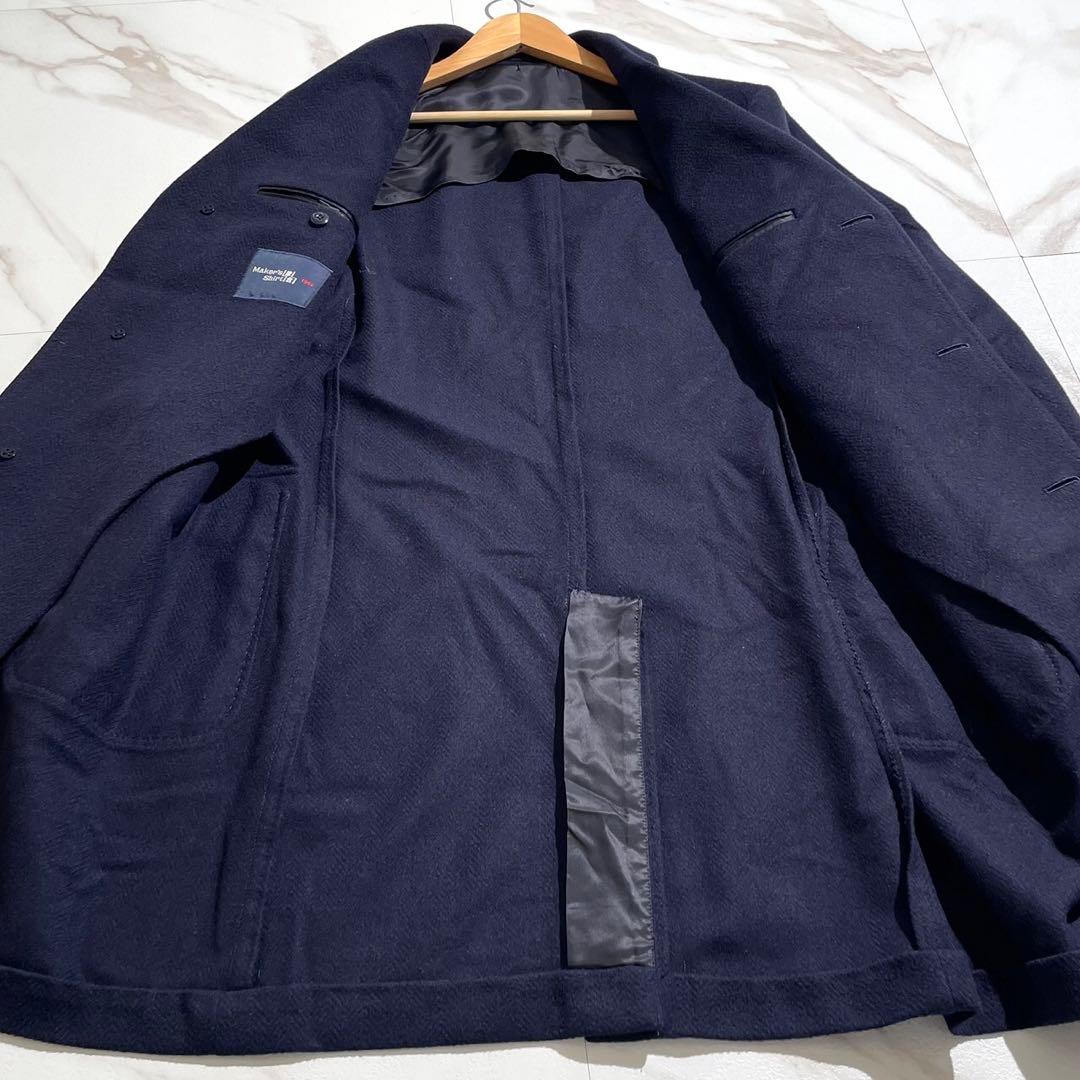 【美品✨】鎌倉シャツ チェスターコート カシミヤ混 ネイビー L相当