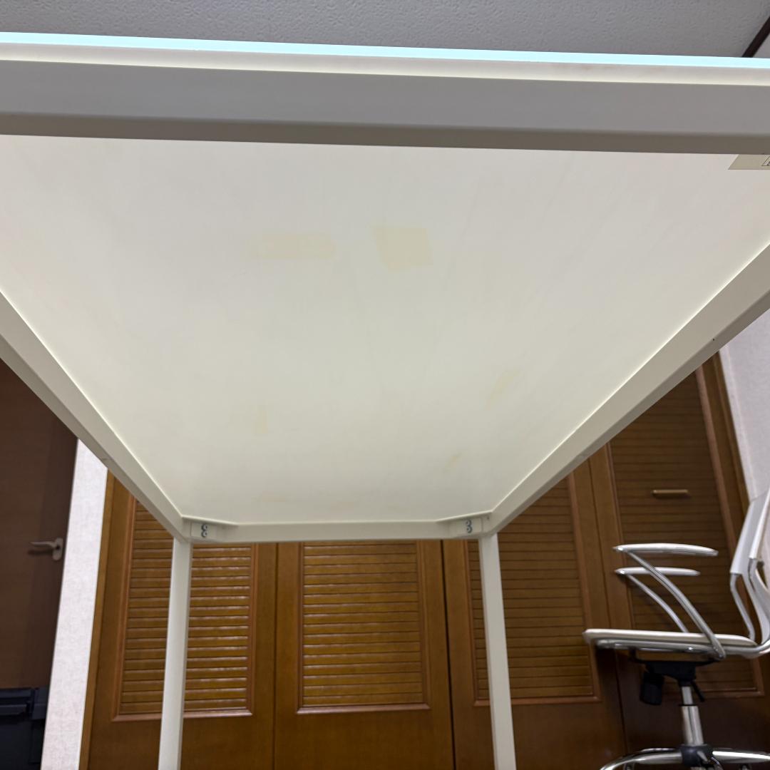 ガラス天板テーブル 150cm幅 奥行75cm ホワイト リビングテーブル