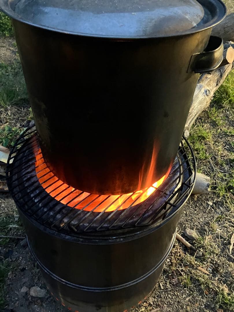 特大型ファイヤーピット高さ42cm 径40cmウッドストーブ BBQも飯盒炊爨も