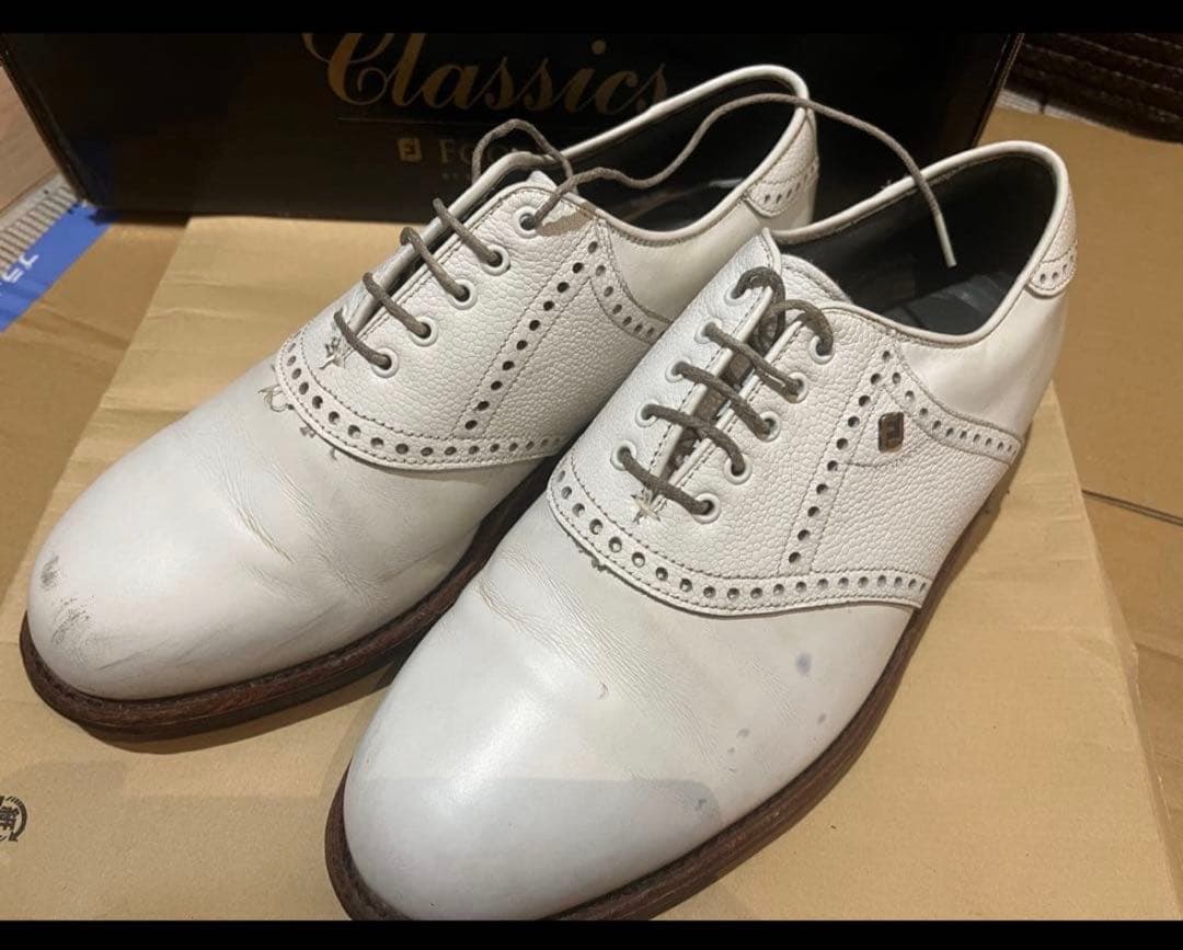 フットジョイゴルフスパイクシューズ25.5 made in USAアメリカ製牛革