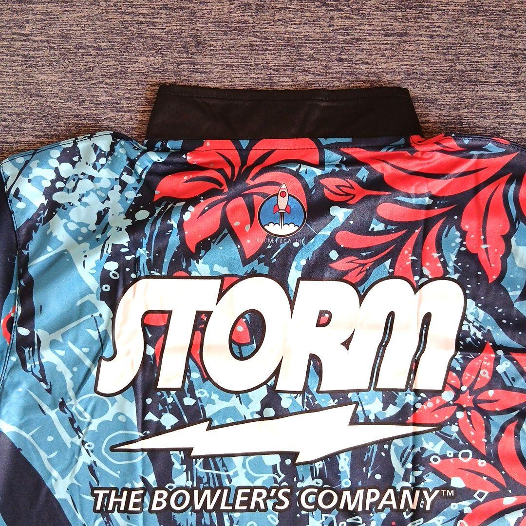 日本未発売　ボウリングウェア　STORM　Lサイズ　ブルー　ハイビスカス　涼しげ