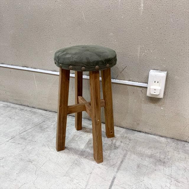 羅針盤の古材スツール（ネイビー）