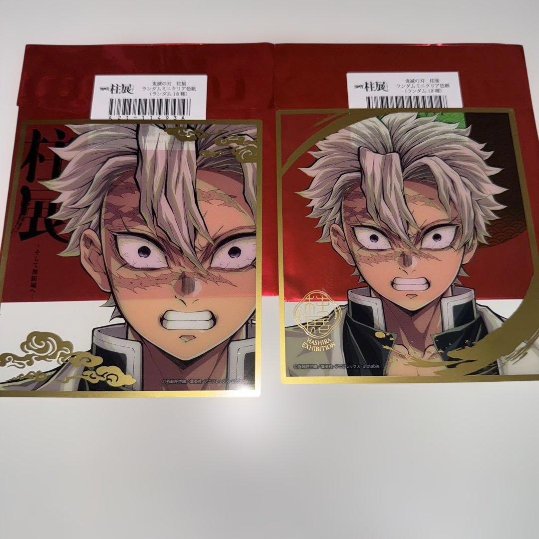 不死川実弥 柱展 ランダムミニクリア色紙 2点セット 鬼滅の