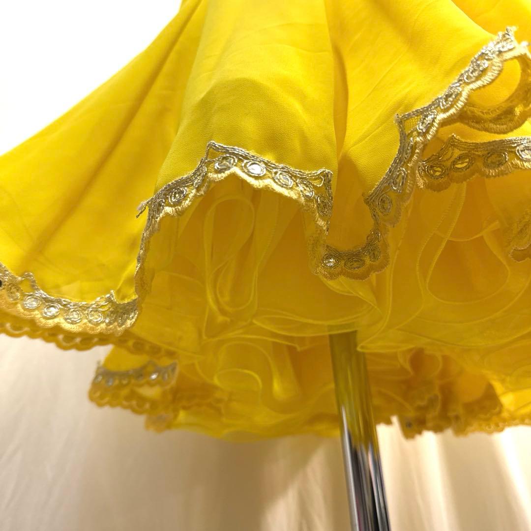 Y6071★M イエロー レース スタンダードドレス 社交ダンス