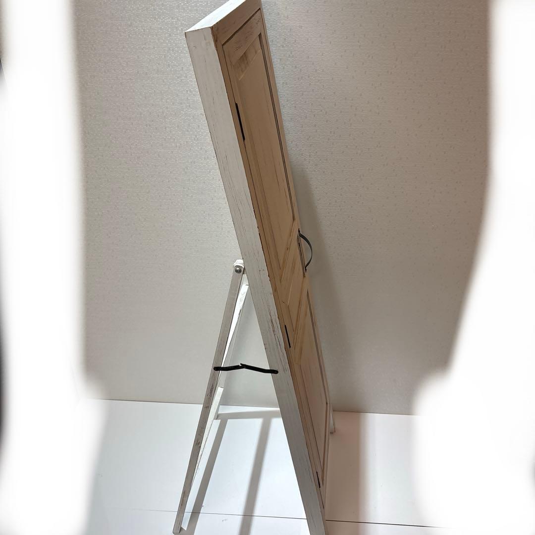 ヴィンテージ風 ホワイト ドアスタンドミラー シャビー 北欧 アンティーク