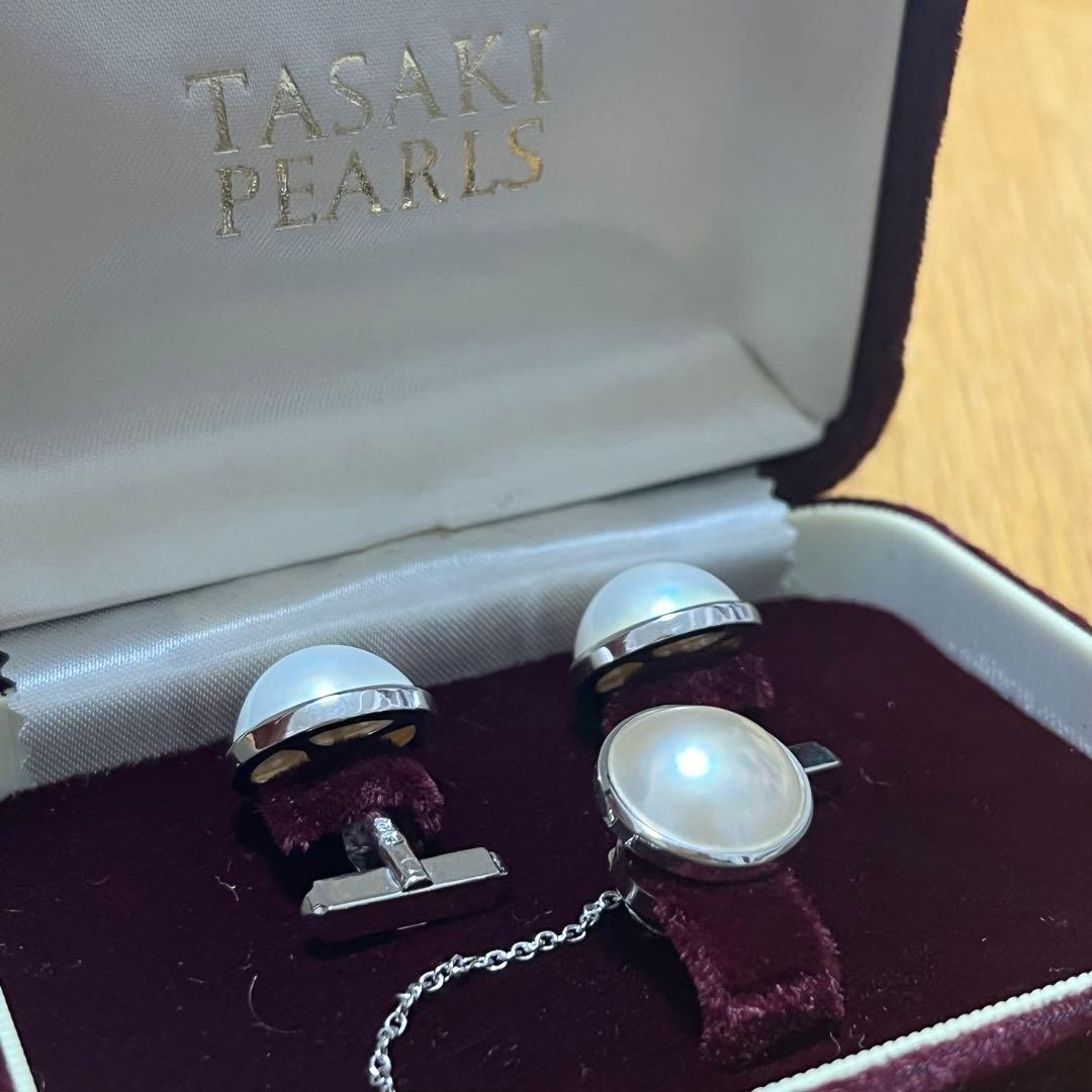 タサキTASAKI K14WG silverマベパールカフス タイピン