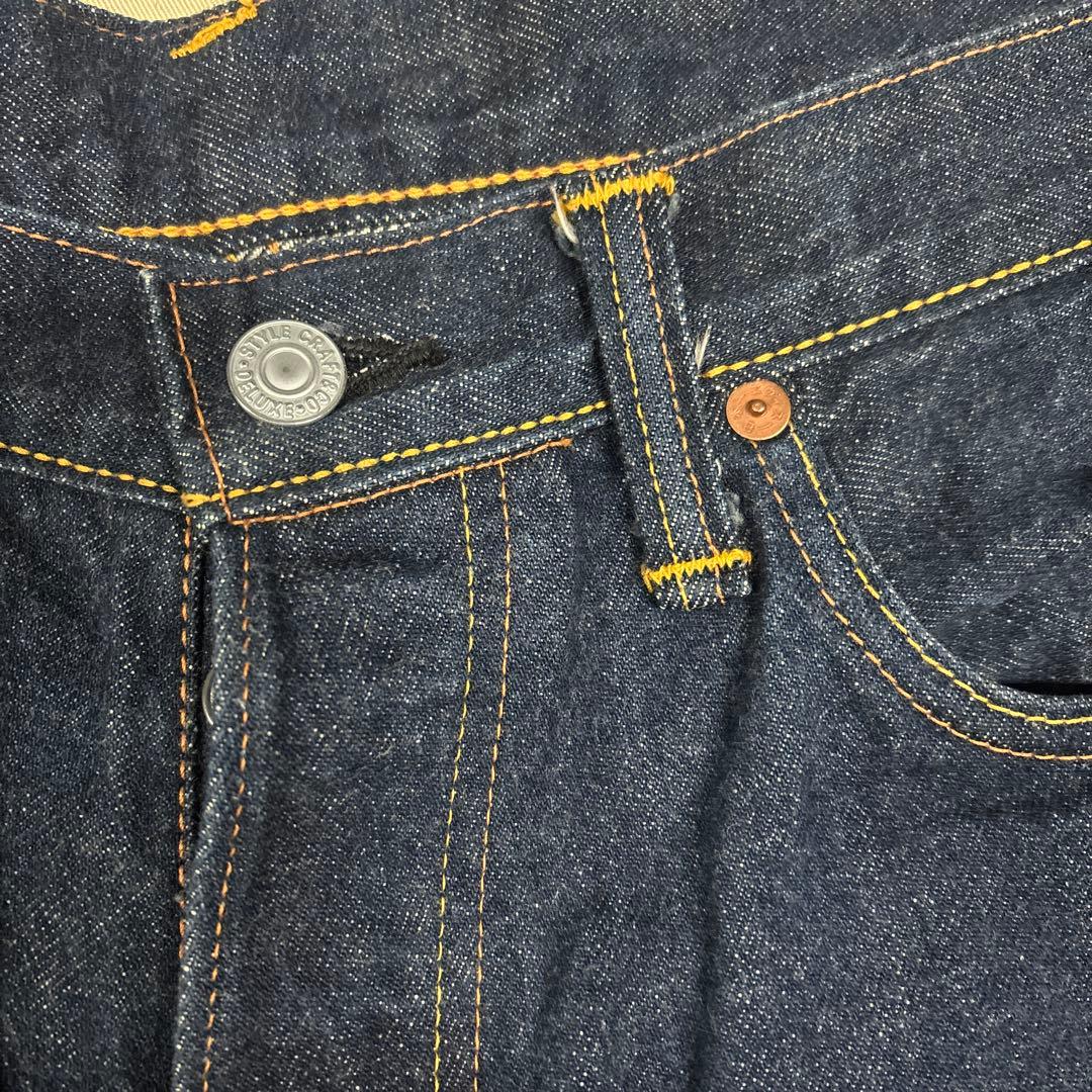 超美品　エビスジーンズ33/35 LOT2001 No2　ペイントホワイトカモメ