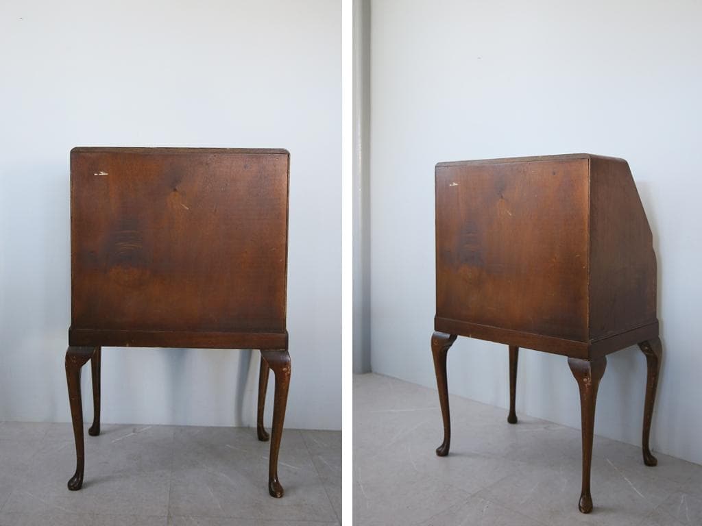 英国アンティーク猫脚ライティングビューロー/木製机/収納式デスク(89-310)