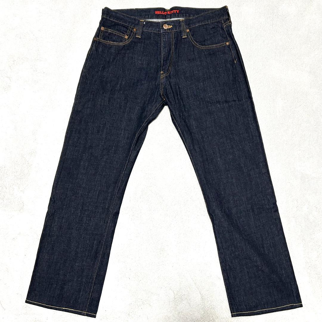 【濃紺美品】児島ジーンズ ハローキティ コラボ ジーンズ 36 Y2K