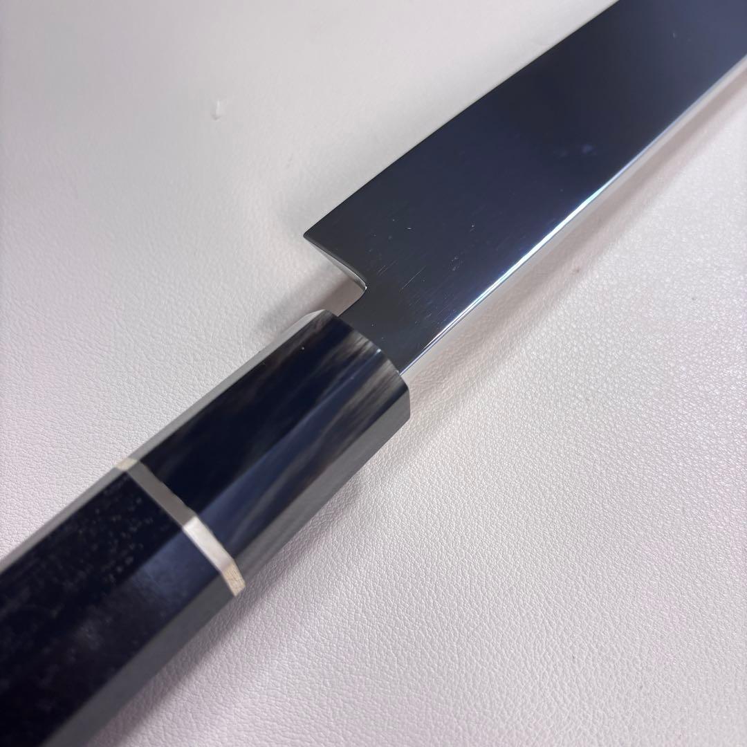 270mm 切付柳刃包丁 鏡面　黒檀黒水牛八角柄 刺身包丁 【全鋼】'ᙀ