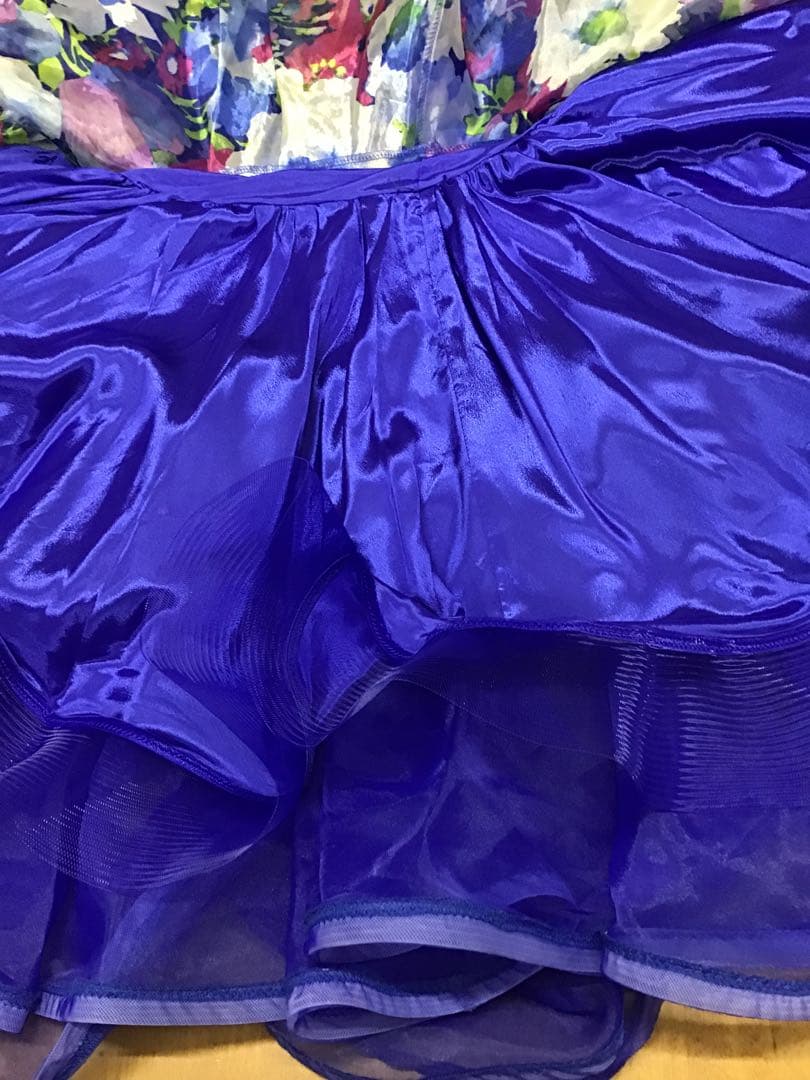 タカダンス　ドレス　ブルー　プリント花柄