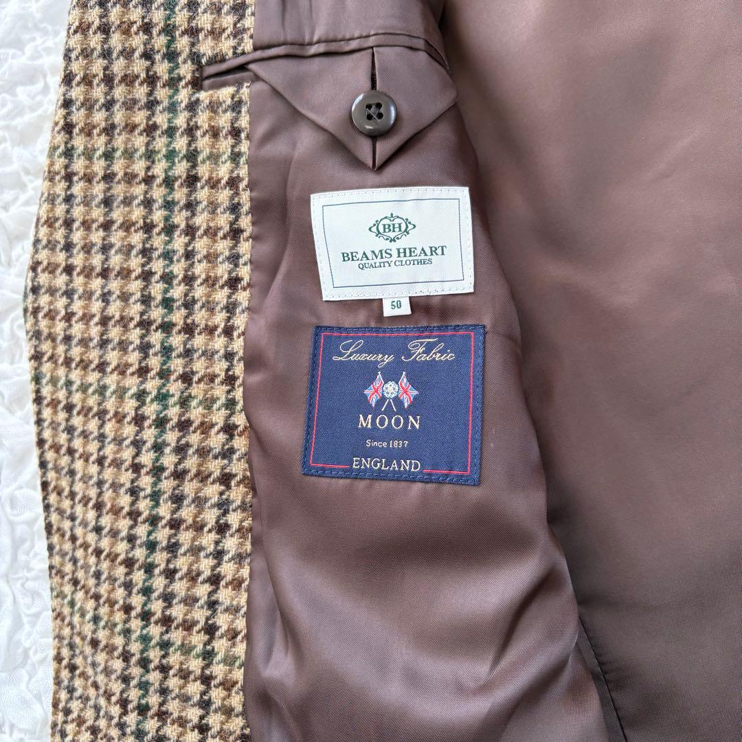 新品BEAMS HEART MOON社生地 ガンクラブチェックツイードジャケット