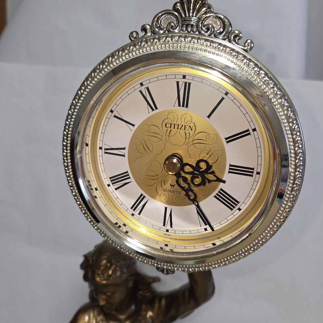 ■ 美品 シチズン 慈悲の女神 振り子時計 女神像 金色イブシ仕上 レトロ