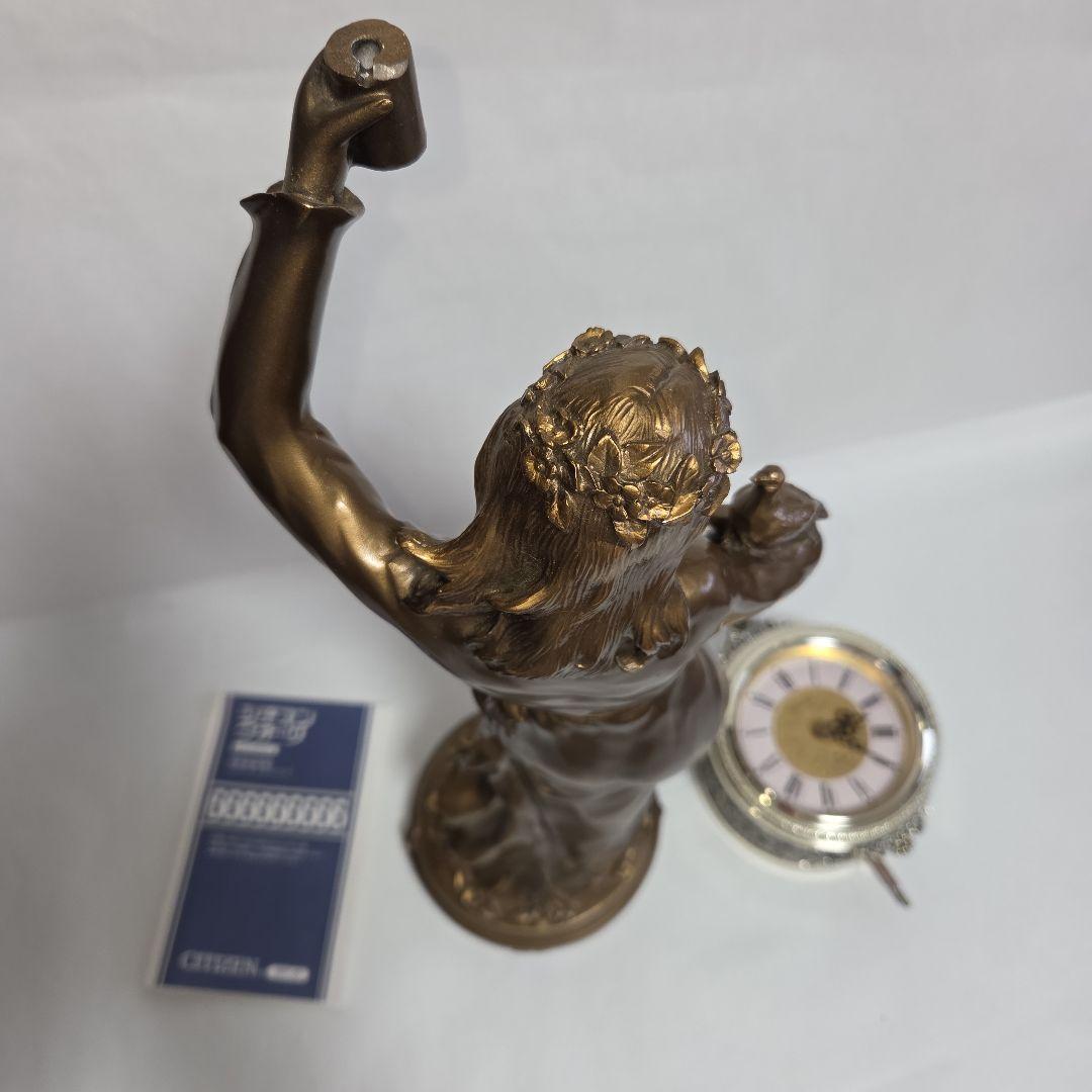 ■ 美品 シチズン 慈悲の女神 振り子時計 女神像 金色イブシ仕上 レトロ