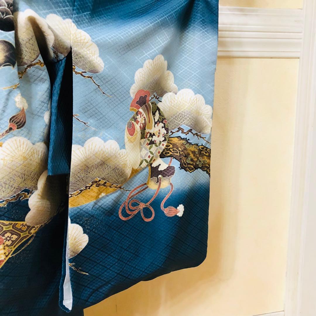 七五三五歳フルセット‼️Blue暈し⭐︎鷹凛々しい⭐︎金蘭袴煌びやか極めてる⭐︎逸品