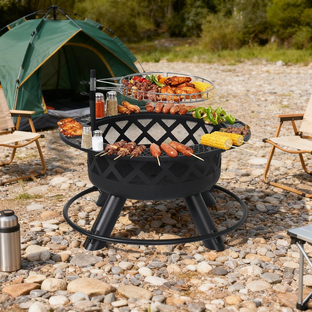 迅速発送！焚き火台　バーベキューコンロ　二次燃焼　キャンプグッズ　BLACK