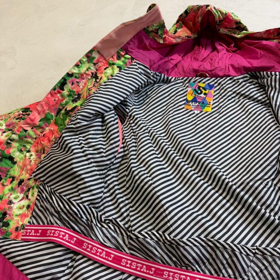 【SISTA.J】花柄 中綿ジャケット S 防寒 スノボ スキーウェア ピンク