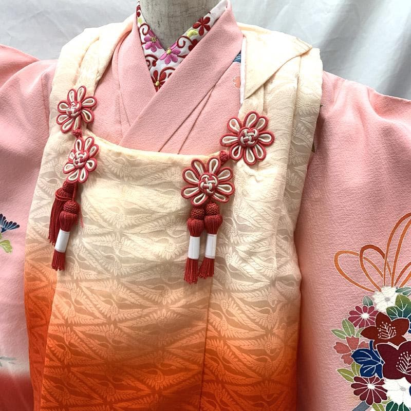 509ag36■七五三 三歳 女児 着物&被布&長襦袢 一つ紋■状態良好