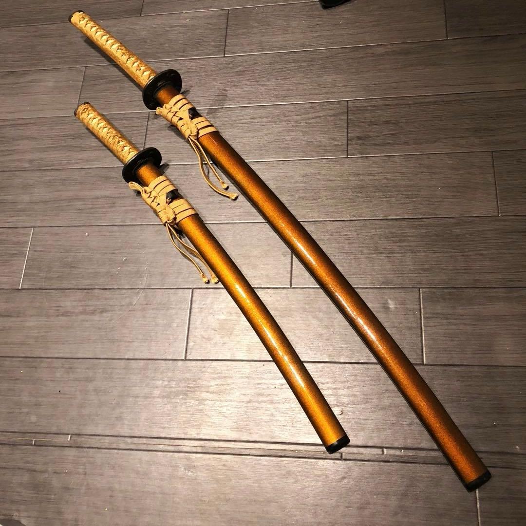 本格模造刀　居合刀　 美術刀剣　太刀　脇差　大小セット　橙拵え