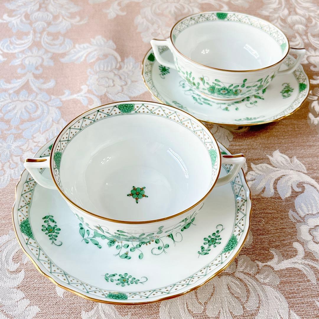 レア美品❤️レイノー❤️リモージュ❤️インドの華❤️スープカップ❤️ダブルハンドル❤️2客