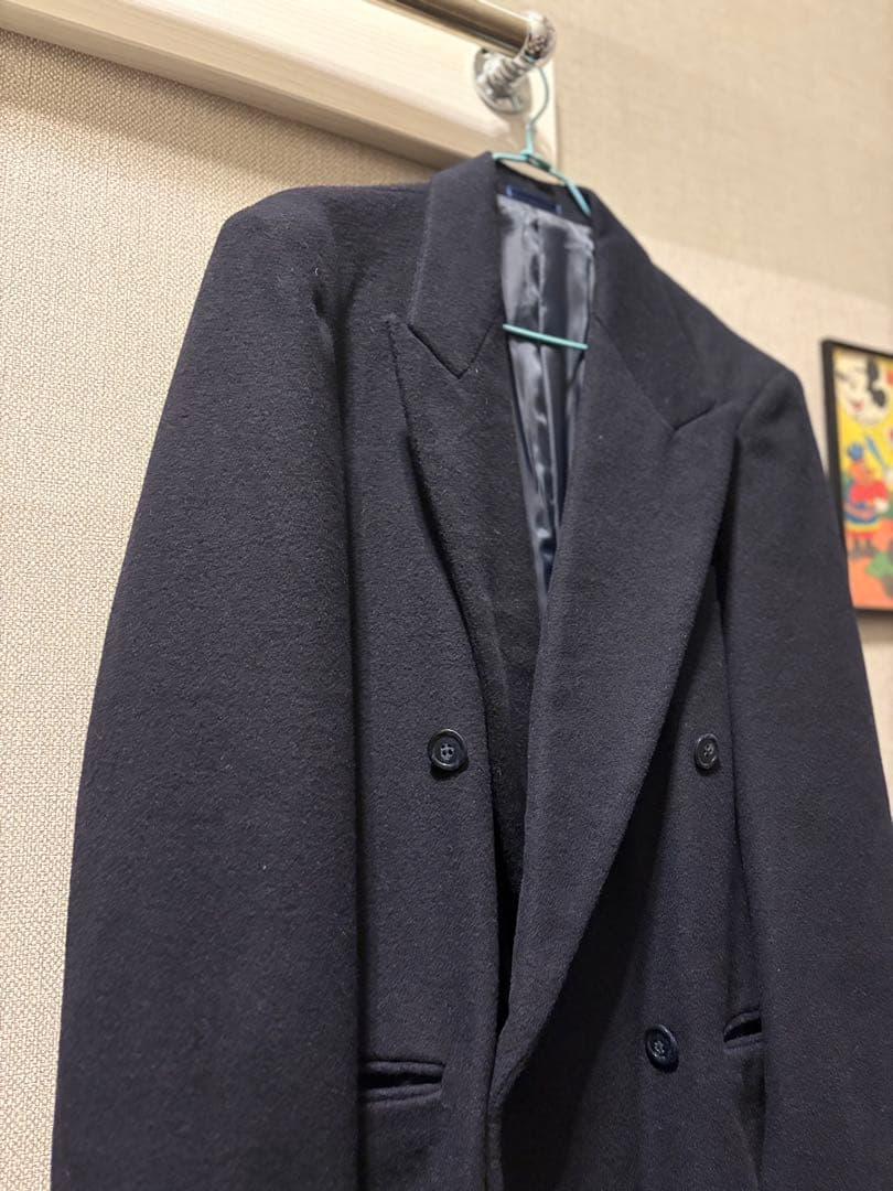 90’sウール ネイビー ダブルブレストスーパーロングピーコート