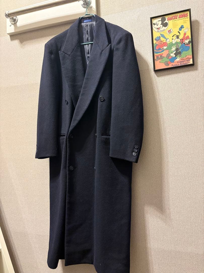90’sウール ネイビー ダブルブレストスーパーロングピーコート