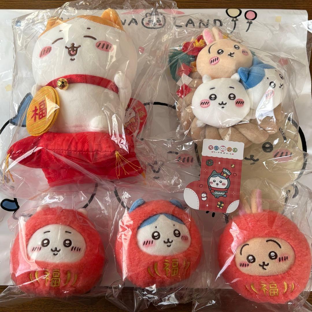 ちいかわ しめ縄なぬいぐるみ ハチワレ 招福S だるま3点 ノベルティ