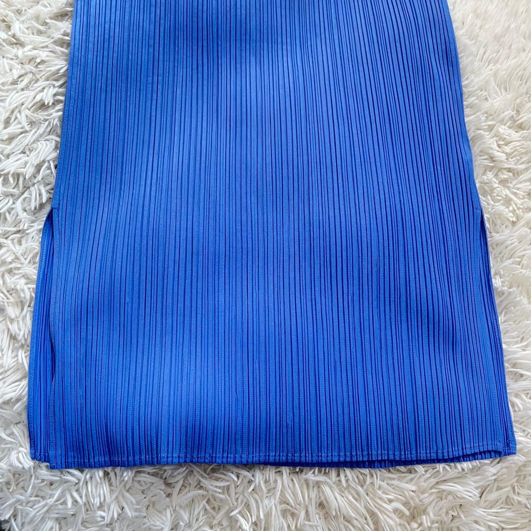 【美品】プリーツプリーズ　ノースリーブワンピース　　大きいサイズ　ブルー