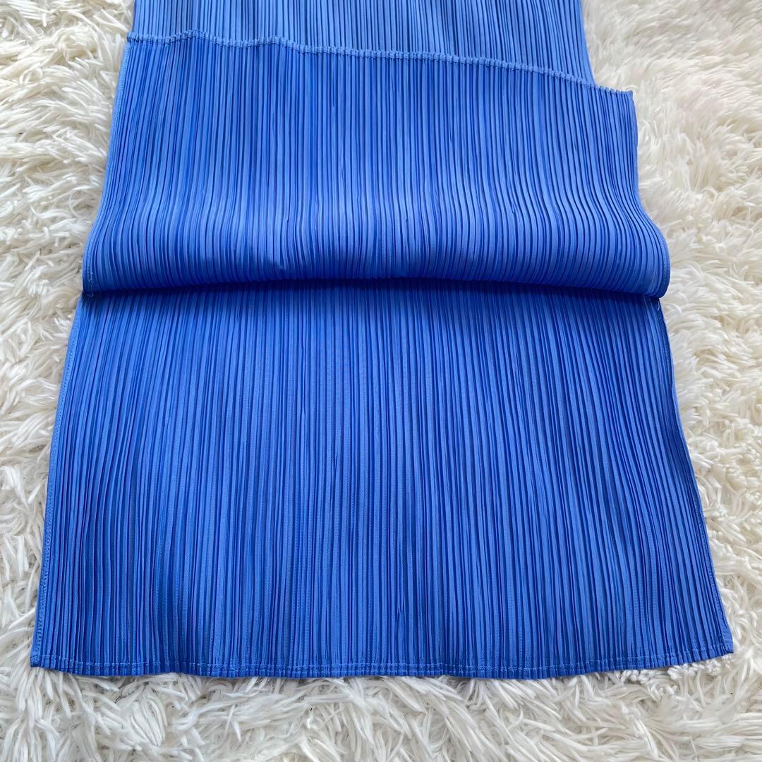 【美品】プリーツプリーズ　ノースリーブワンピース　　大きいサイズ　ブルー