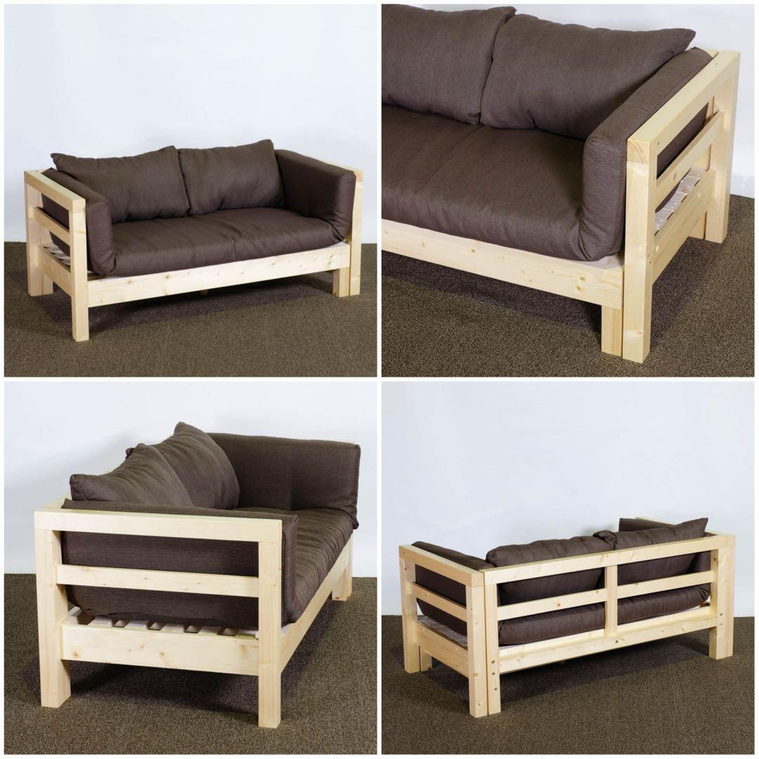 D 新品 北欧 パイン材 ソファベッド ブラウン すのこベッド ソファ ベッド