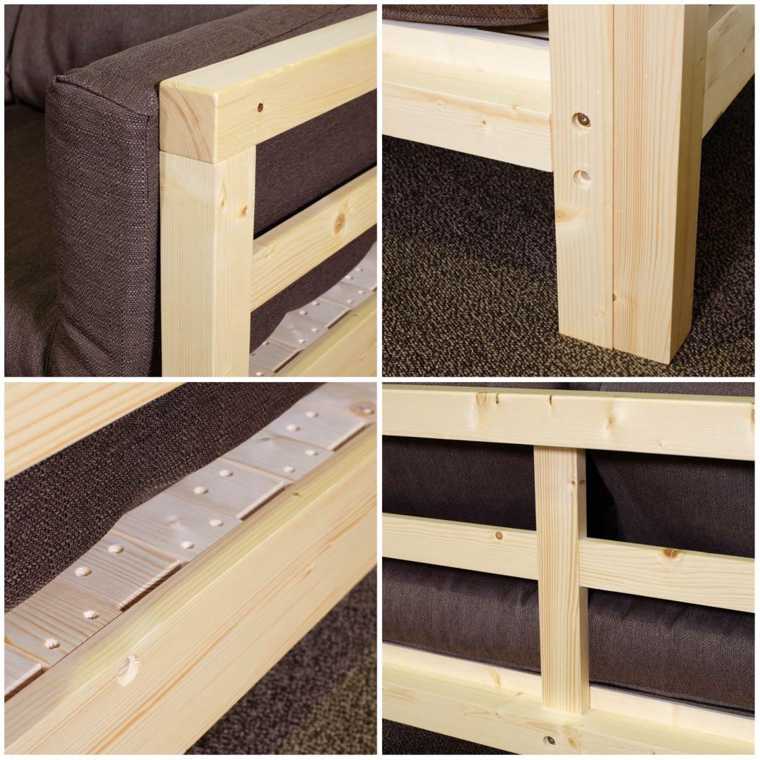 D 新品 北欧 パイン材 ソファベッド ブラウン すのこベッド ソファ ベッド