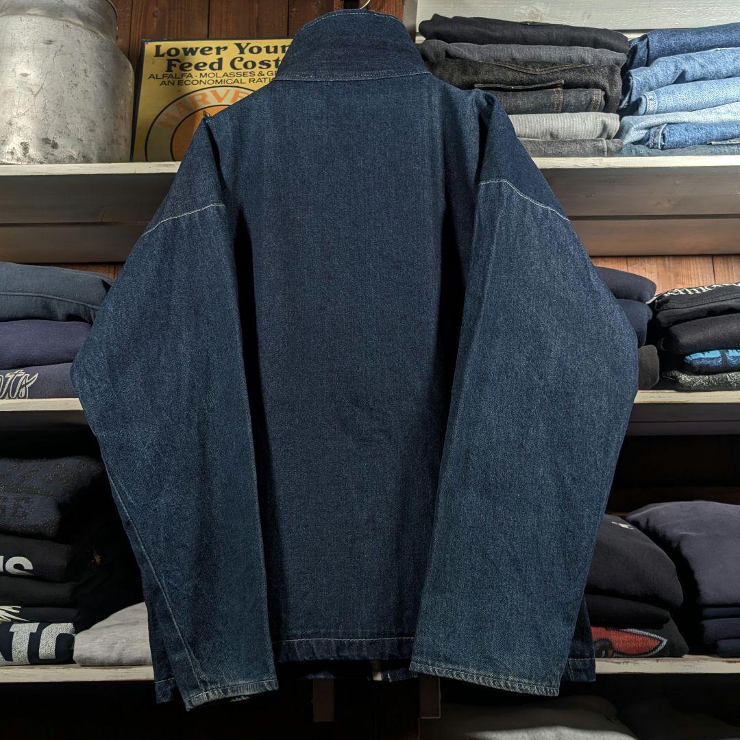 ユーロヴィンテージ　80s　濃い紺　デニムジャケット　ハイネック　太アーム