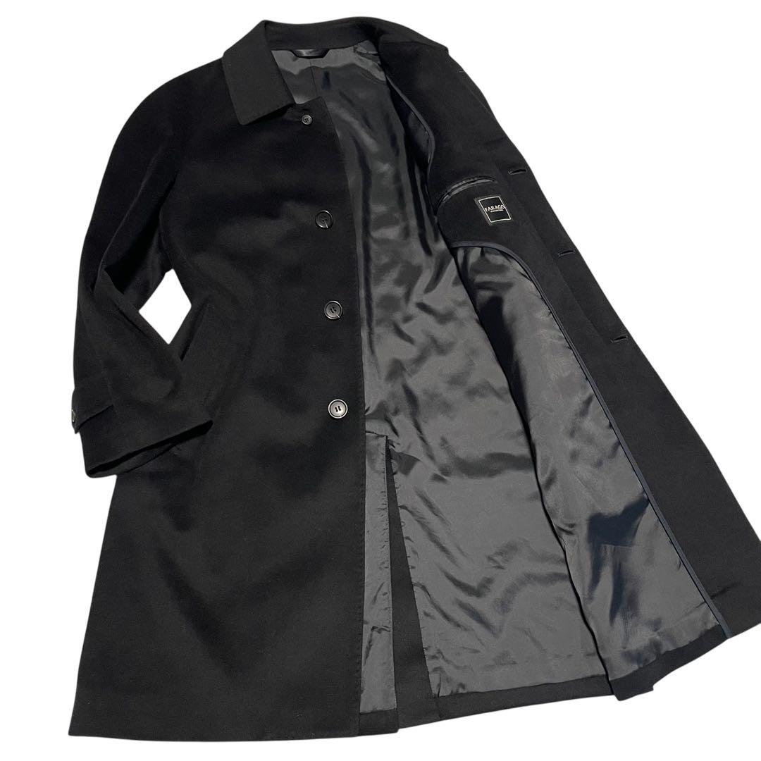 カシミヤ100%×極美品【vintage】マキシ丈比翼チェスターコート 黒 S